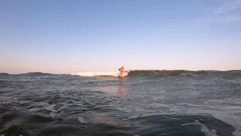 Young Boy Surfing Wave Stock Footage 117054972