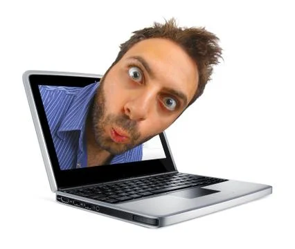 Young boy with a surprised expression in the laptop Stock Illustration
