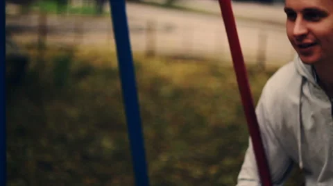 Young boy on a swing Stock Footage 68319282