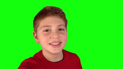 Young boy taking selfie isolatad over green screen background on smartphone Stock Footage 146164858