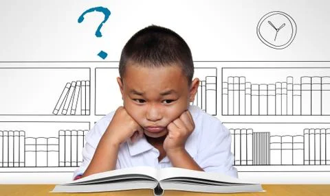 Young boy thinking Stock Illustration