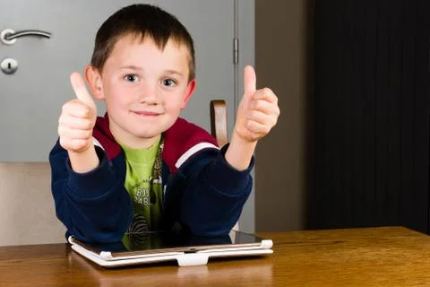 Young boy thumbs up Stock Photos