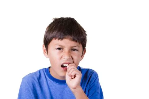 Young boy with toothache - on white background Stock Photos