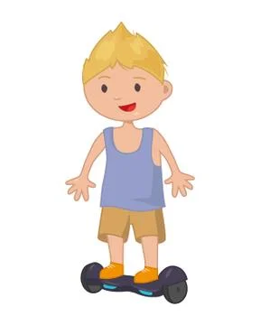 Young boy using electric scooter board gyrometer Stock Illustration