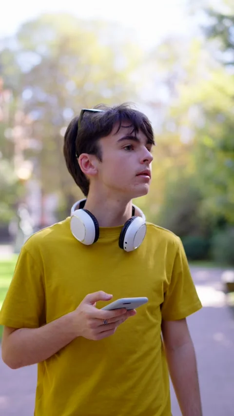 Young boy using gps application Stock Footage 252641187