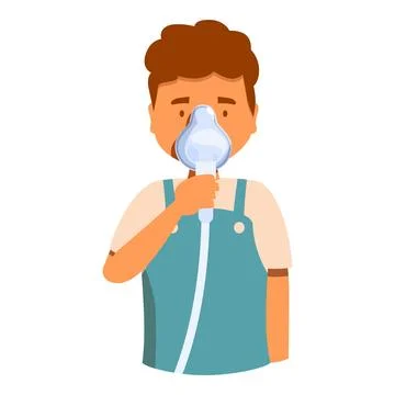Young boy using inhaler for respiratory therapy Illustrazione stock