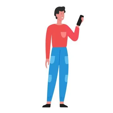 Young boy using social media Illustration