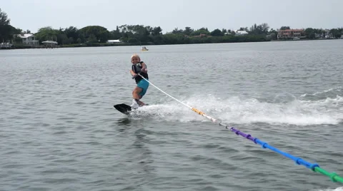 Young Boy Wakeboarding Video stock 63991551