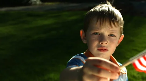 Young boy waving flag, slow motion Stock-Footage 61665474