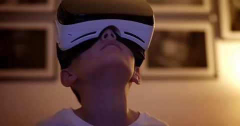 Young boy wearing VR headset. Stock Footage 127823723