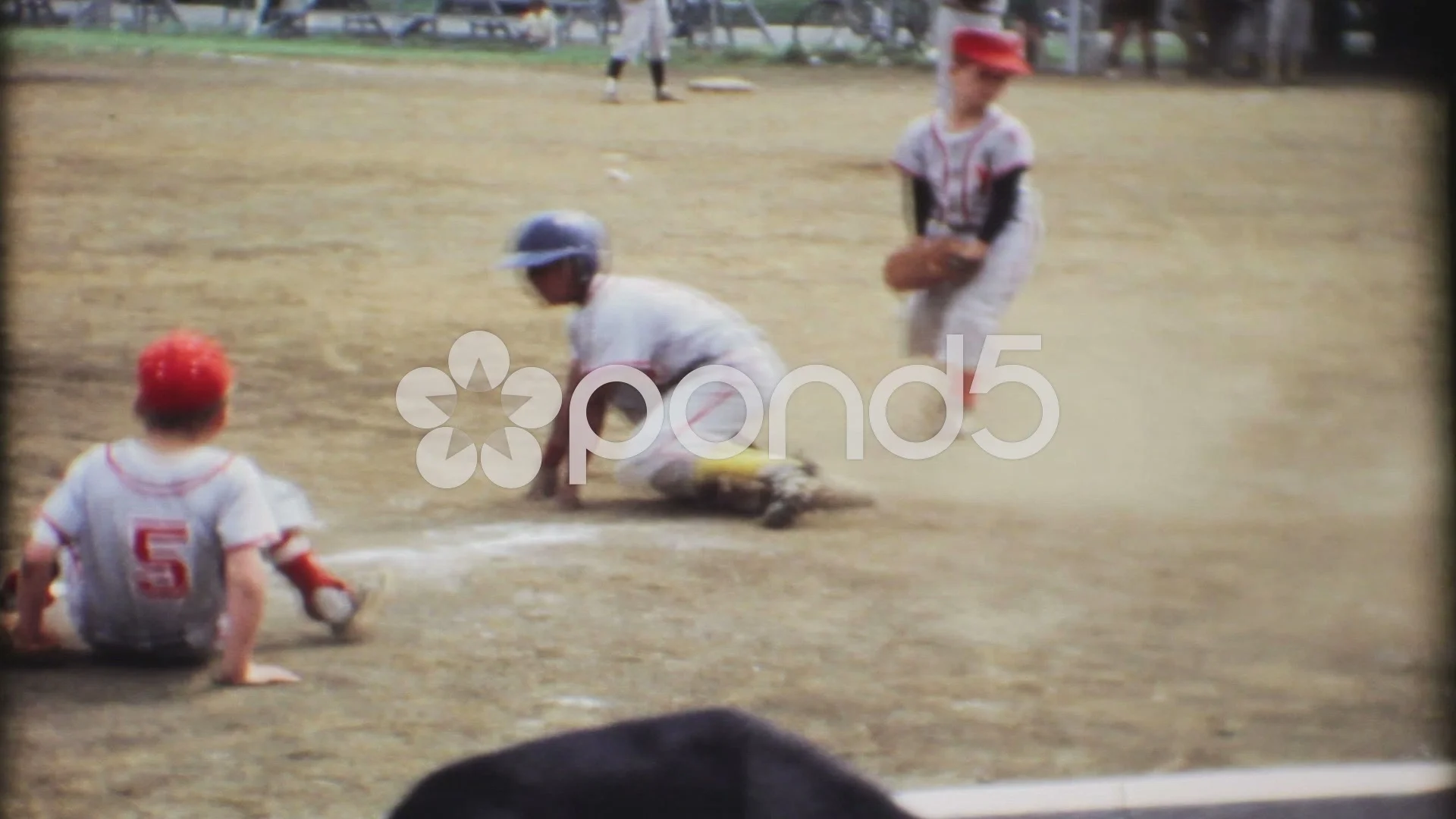 Youth Little League Baseball Catcher During A Game. Stock Photo