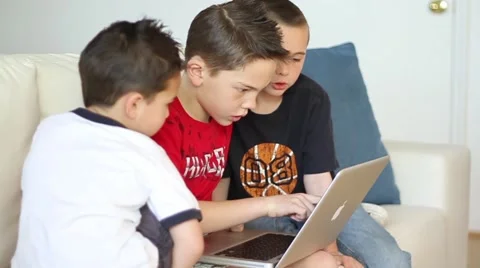 Young boys using laptop computer Video stock 40712253
