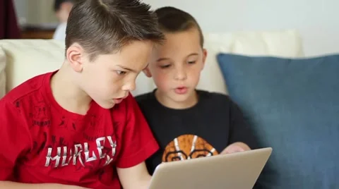 Young boys using laptop computer Video stock 40712260