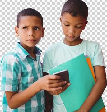 Young boys using smart phone Stock Photos