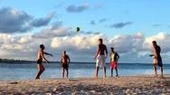 Young Brazilians Playing Altinho Soccer On The Beach Stock Footage