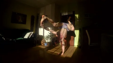 Young break dancer in the room, 4K Stock Footage 45924900