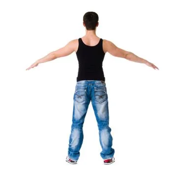 Young break dancer showing his skills on white background Stock Photos