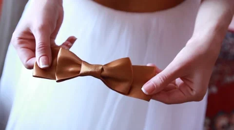 Young bride getting dressed into her wedding gown Stock Footage 52723393