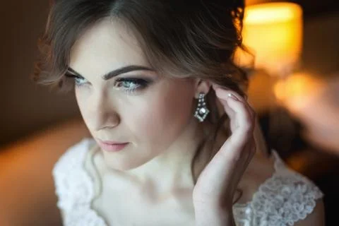 Young bride getting ready for the wedding Stock Photos