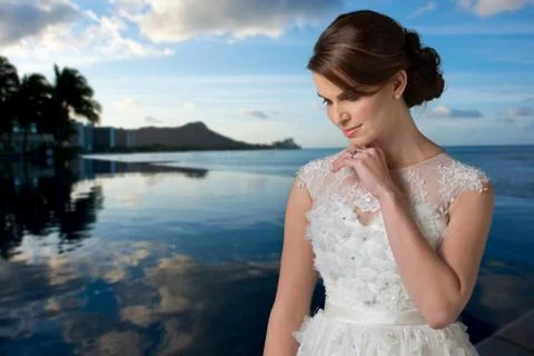 Young bride reflecting . Stock Photos