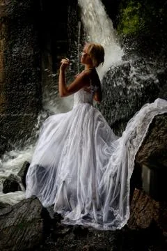Young Bride On A River Stock Photos