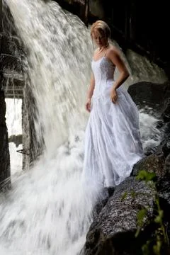 Young Bride On A River Stock Photos