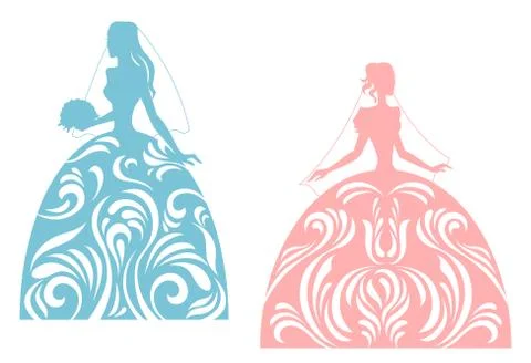 Young bride silhouette Illustrazione stock