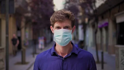 Young british man model in a protective medical mask, against the background of Stock Footage 151840882