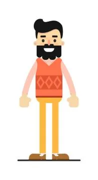 Young brunet hipster in sweater and pants Stock Illustration