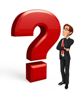 Young Business man with question mark Stock Illustration