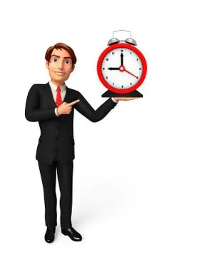 Young business man with table clock Stock Illustration