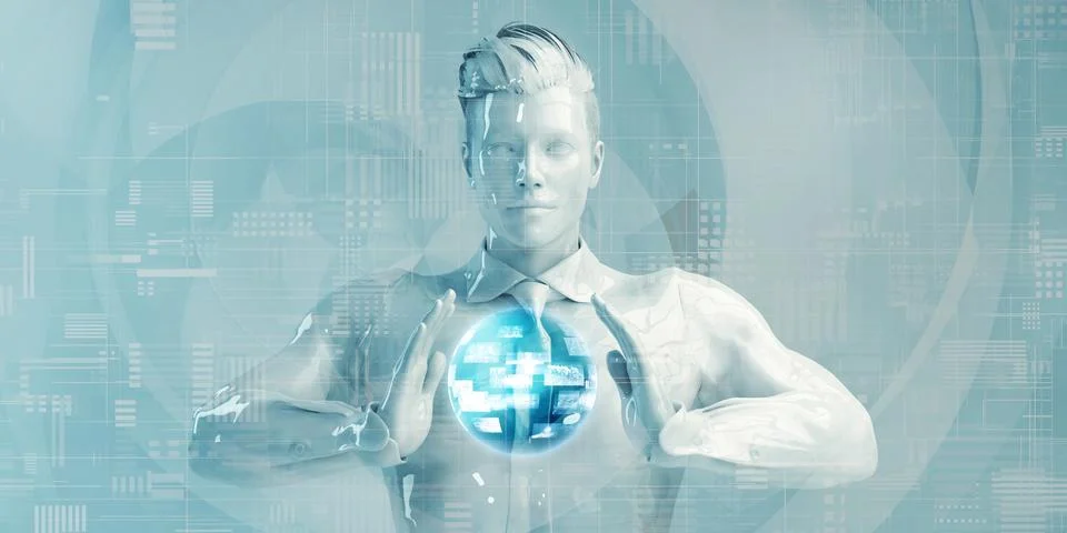 Young Business Man Using Digital Solutions 스톡 일러스트