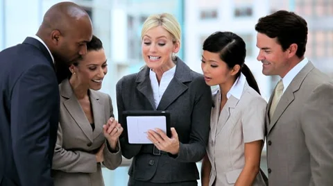 Young Business Team Using Wireless Technology Stock Footage 7906876
