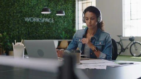 Young business woman software developer designing mobile phone application Stock Footage 94381512