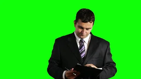 Young Businessman Checking Contract Greenscreen Video stock 12568469