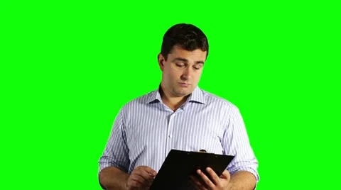 Young Businessman Checking Good Contract Greenscreen Stock Footage 12568542