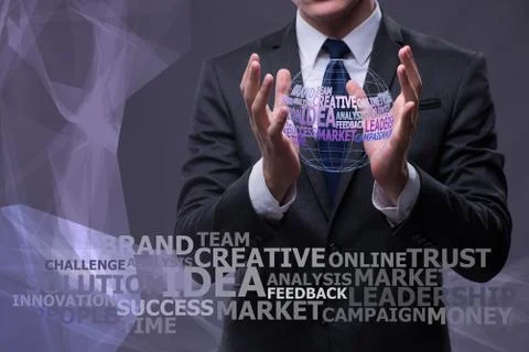 Young businessman in cloud computing concept Foto stock