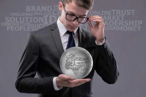 Young businessman in cloud computing concept 스톡 사진