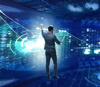 Young businessman in data mining concept 写真素材