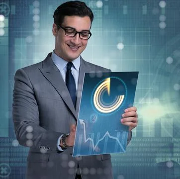 Young businessman in data mining concept Stock Photos