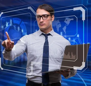 Young businessman in data mining concept Stock Photos