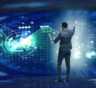 Young businessman in data mining concept Stock Photos