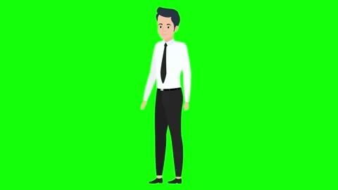 Young businessman explaining talking character animation green screen Stock Footage 279489569