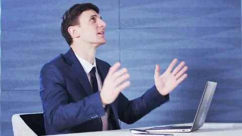 Young Businessman Happy During Work Stock Footage 69209279