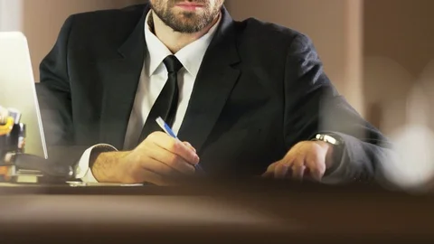 Young Businessman Having Headache During Work Stock Footage 70924336