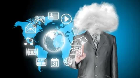 Young businessman with head in the clouds Stock-Illustration