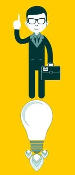 Young businessman with ideas-vector Stock Illustration