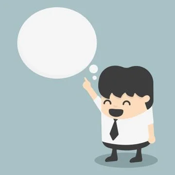 Young businessman indicate cloud text Stock-Illustration
