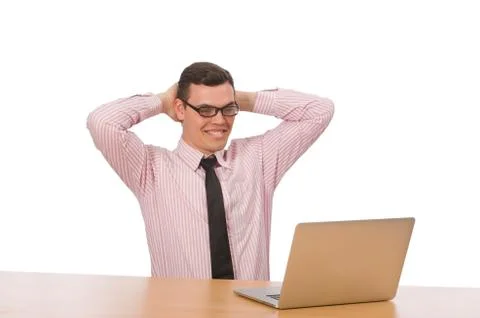 Young businessman isolated on the white Stock Photos
