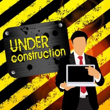 Young businessman with laptop computer. Vector Stock Illustration
